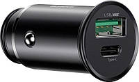 Зарядное устройство в автомобиль Baseus Circular Metal PPS 30W (Support VOOC) USB + USB Type-C Blac (CCYS-C01)