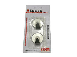 Гачок тримач для рушників у ванну на липучці Коло з нержавійки Самоклеючі гачки набір 2 шт D 3,5 cm