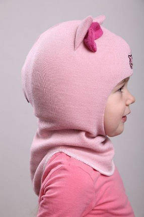 Шапка-шолом для дівчинки зимовий Beezy розовая, фото 2