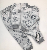 Плюшева піжама дитяча сіра з лапками, фото 2