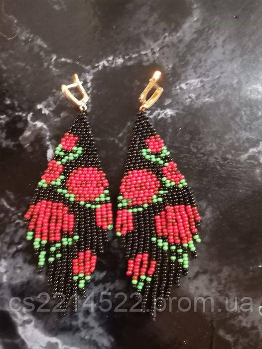 Сережки з бісеру.Ручна робота, фото 1