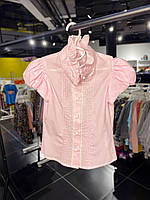Блуза школьная для девочки Malenа розовая, короткий рукав 116 см