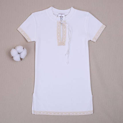 Хрестильна сорочка Крістіан Betis молочна короткий рукав, фото 2