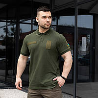 Мужская тактическая футболка поло хаки с липучками армейская на лето (Bon)