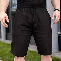 Мужские шорты льняные черные на лето повседневные Бриджи лен (Bon)