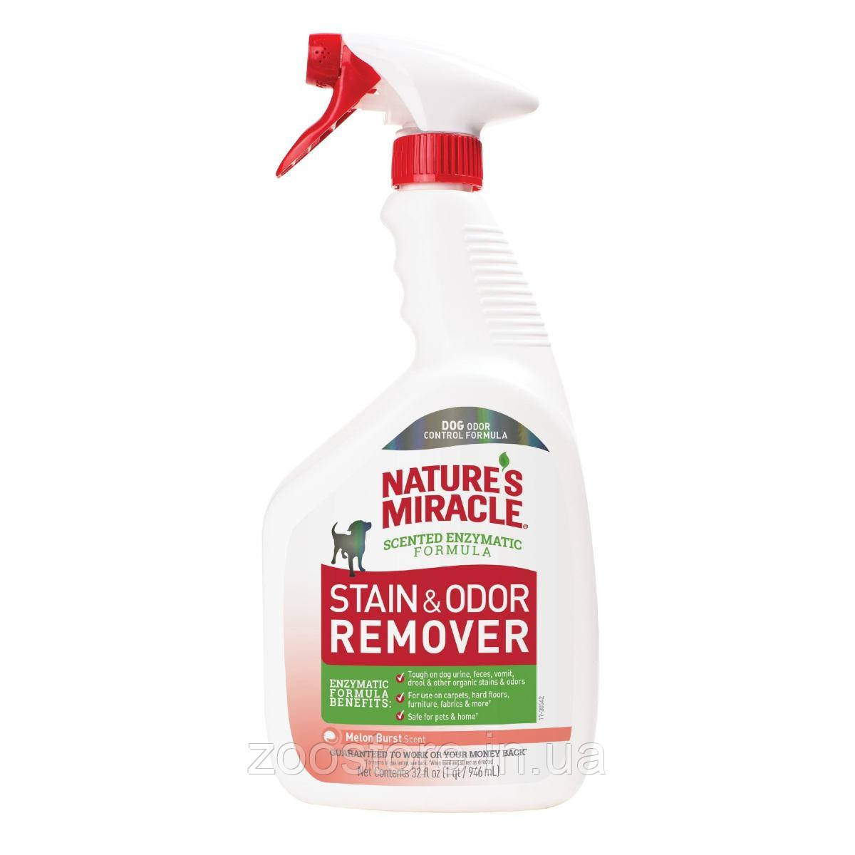 Засіб для знищення плям і запахів собак Nature’s Miracle, спрей, 8in1, 946 мл, диня