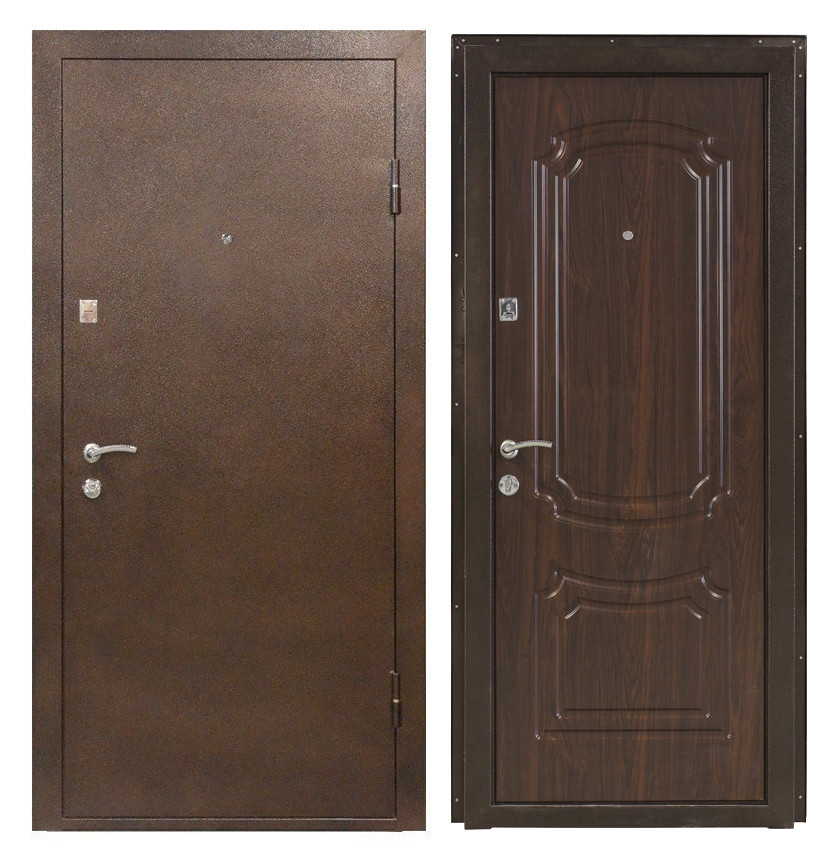 Двері вхідні ПБУ-01 Метал/МДФ горіх коньячний 960 R, фото 1