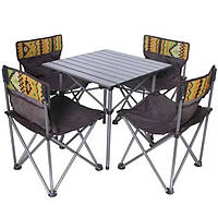 Туристический стол для пикника Grand Picnic, Раскладной стол + 4 стула со спинками В ЧЕХЛЕ