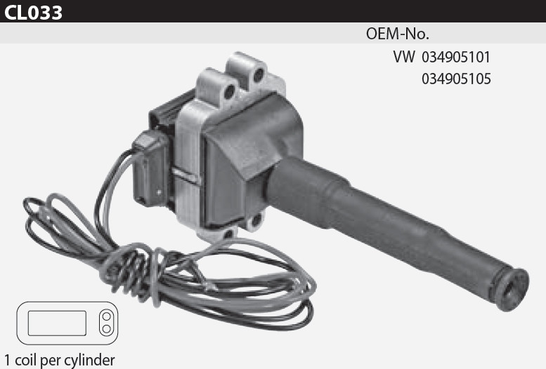 Котушка запалювання Tesla CL 033 для AUDI-80, 100, A6, ABY, ADU, AAN, оригінальні номери: 034905101, 034905105,