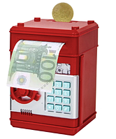 Электронная копилка Сейф банкомат, с кодовым замком и купюроприемником "класическая" красная