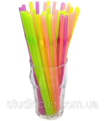 Трубочки з коліном Люмінесцентні 21см.1000шт./уп., фото 1