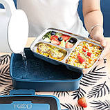 Термо ланч бокс на 3 секції з приладами Food 1л, синій, фото 6
