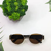 Солнцезащитные очки коричневые, овальные, мужские/женские, с поляризацией в металлической  оправе