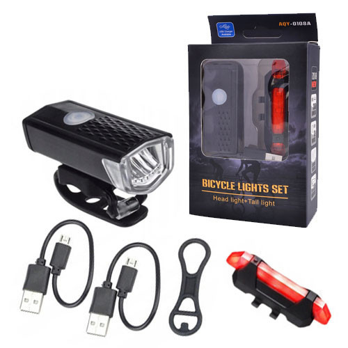 Ліхтарі к-кт передній + задн.AU216-2 та PU69 (800mAh, 280mAh), USB
