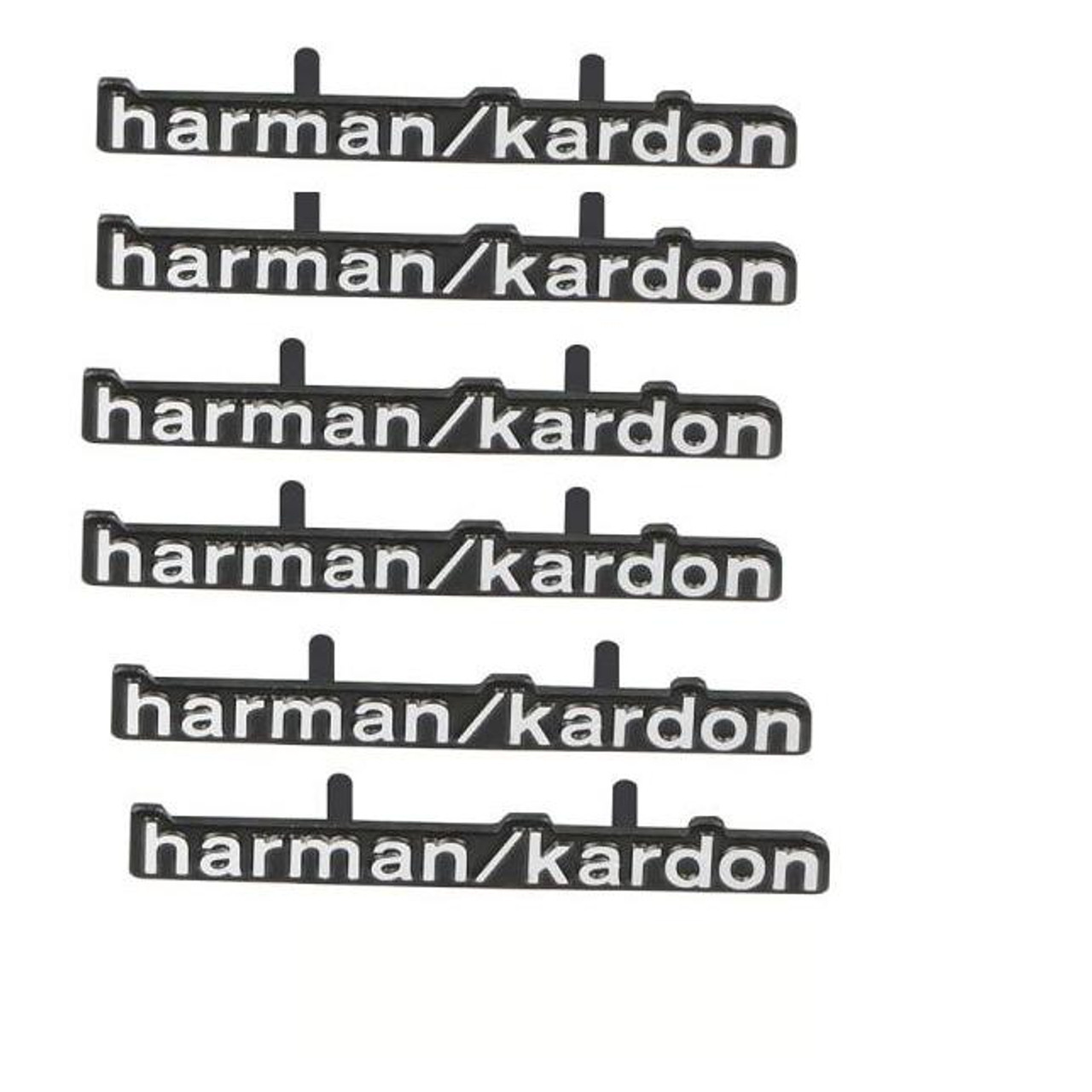 Эмблема логотип шильдик буквы Harman Kardon 6 ШТ 44 х 6 мм хром на двух направляющих - фото 1 - id-p1872779559