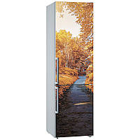 Виниловая декоративная наклейка на холодильник "Дорога в осеннем лесу" з оракалу