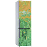 Виниловая декоративная наклейка на холодильник "Желто-зеленые разводы" з оракалу
