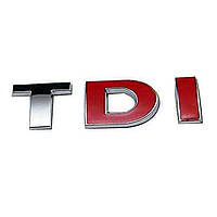 Эмблема логотип шильдик буквы TDI для Volkswagen Skoda VAG 7,5 х 2,6 см хром + красный