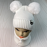 М 91005. Комплект зимовий для дівчинки шапка із зав'язками й баф, різні кольори (1-5 років), фото 5