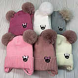 М 91005. Комплект зимовий для дівчинки шапка із зав'язками й баф, різні кольори (1-5 років), фото 7