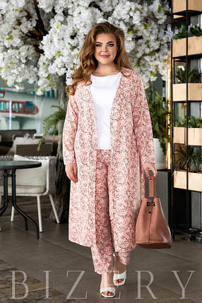 Квітковий жіночий костюм трійка, тканина "Софт" 48, 50, 52 48, фото 1