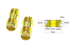 50 шт - Перехідники для FPV та радіообладнання (RP-SMA F - RP-SMA F прямий)