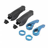 Велосипедні ергономічні грипси з ріжками ручки для велосипеда, грипси для керма сині, фото 3