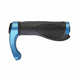 Велосипедні ергономічні грипси з ріжками ручки для велосипеда, грипси для керма сині, фото 4
