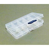 Коробка-органайзер кейс для снастей бісеру 125х63х22мм 10 комірок прозорий, фото 2