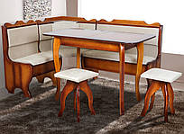 Кухонний куточок Ромео комплект меблів (куточок, стіл і 2 табурети) у кольорі Горіх на кухню Мікс Меблі