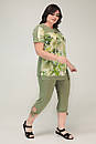Літній жіночий трикотажний оливковий костюм Едіта туніка капрі великий розмір 54 56 58 60 62 64, фото 3