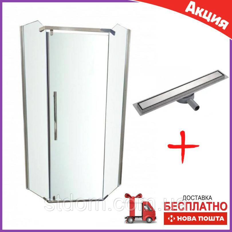 Душова кабіна Artex DM-88-09 Chrome 90x90 см (скло 8 мм) + трап душовий Ocean 60 см