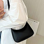 Сумка багет екошкіра, з ланцюжком, Чорна / Жіноча сумочка на плече на блискавці з довгим ремінцем / Клатч, фото 6