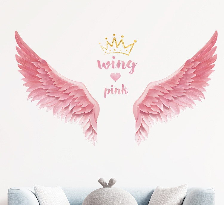 Вінілові наклейки для дитячої кімнати на стіни Рожеві крила Wing pink (лист 60 х 90 см) Б202-2