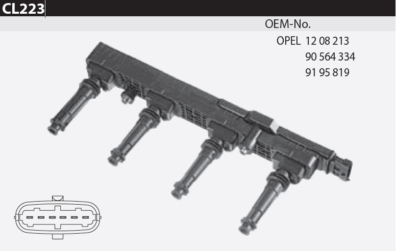 Котушка запалювання Tesla CL 223 для OPEL Omega B 2.2 16V двиг. Y 22 XE/Z 22 XE, EAN: 8595141025071, оригінальні номери: 1208213 ,