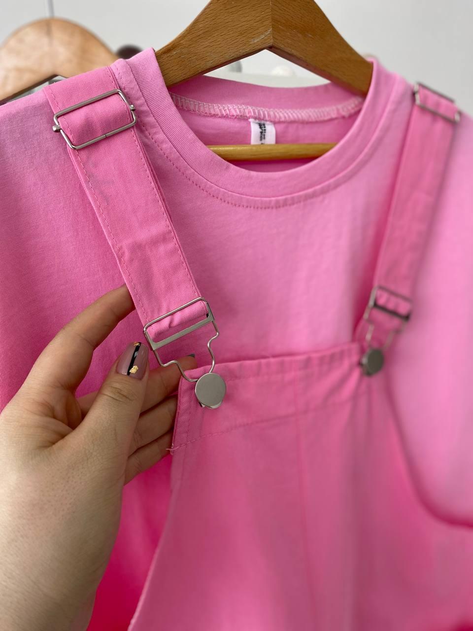 Костюм для дівчинки 2-ка Комбінезон + футболка Рожевий 1204, 82, Fashion kids, Рожевий, Для дівчаток, Літо, 110, фото 1