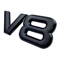Эмблема шильдик логотип "V8" 8 x 3 cм Черный матовый