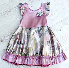 Красива атласна сукня для дівчинки. Ошатне літнє плаття з атласу. Святкове дитяче плаття.
