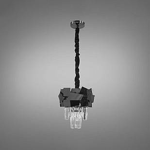 Сучасна кришталева люстра на 1 ламп Е14 колір каркасу чорний хром D-93322/250BHR