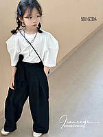 Школьный костюм футболка и штаны на девочку Черный 2822 94, Shuai Xing, Черный, Девочка, Лето, 7 лет
