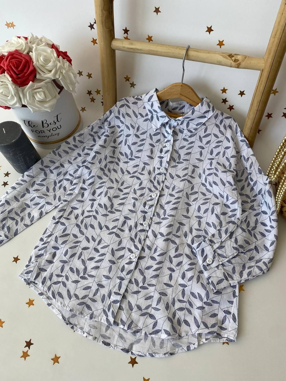 Блузка в листочок Білий 5381 95, MEAN, Білий, Для дівчаток, Літо, 5 років, фото 1