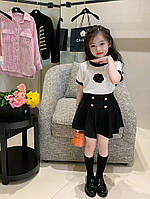 Нарядный костюм для девочки футболка с юбкой Молочный 9101 55, T.X.ER, Молочный, Девочка, Лето, 4 года