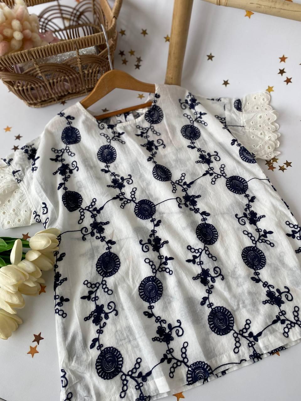 Блуза з вишивкою Білий 5331 19, MEAN, Білий, Для дівчаток, Літо, 7 років, фото 1