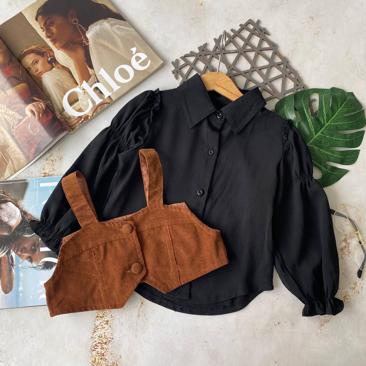 Блузка з вельветовим топом Чорний 8208 110, JSTN Fashion, Чорний, Для дівчаток, Весна Осінь, 4 роки, фото 1