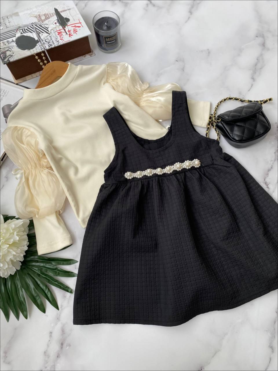Комплект (2) Сарафан і гольф Чорний 202210 7, XHH.KIDS, Чорний, Дівчинка, Весна Осінь, 3 роки, фото 1