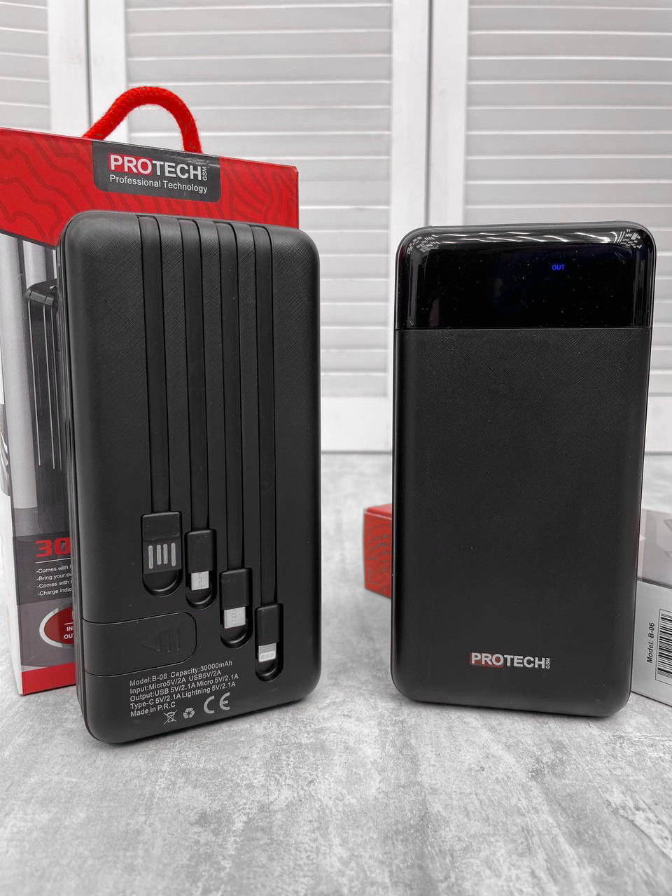 Повербанк ProTech 30000 mAh, с быстрой зарядкой с фонариком black 4-0\& - фото 1 - id-p1872834848