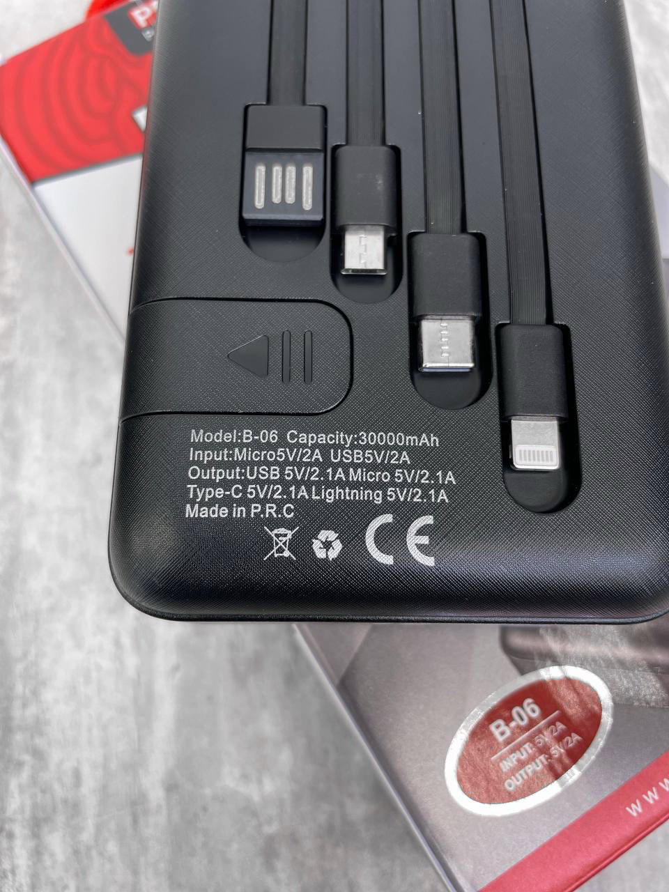 Повербанк ProTech 30000 mAh, с быстрой зарядкой с фонариком black 4-0\& - фото 4 - id-p1872834848