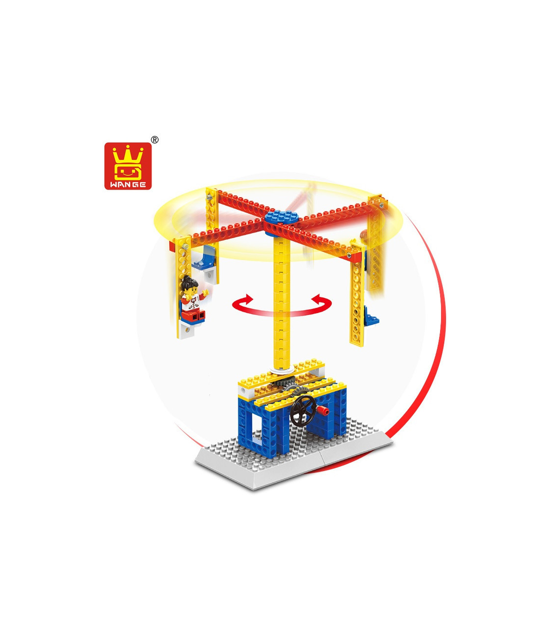 Конструктор механічний Карусель 3в1 Wange 1301 Mechanical engineering шестерні блоки 94 дет пластик дитячий Ванге
