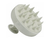 Силиконовая массажная щётка шабер для мытья и массажа массажер для кожи головы молочный