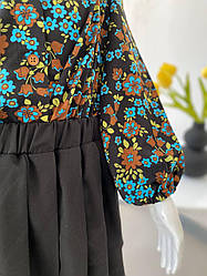 Блузка у квіточку Чорний 221681 92, M.H.PAR, Чорний, Для дівчаток, Літо, 5 років